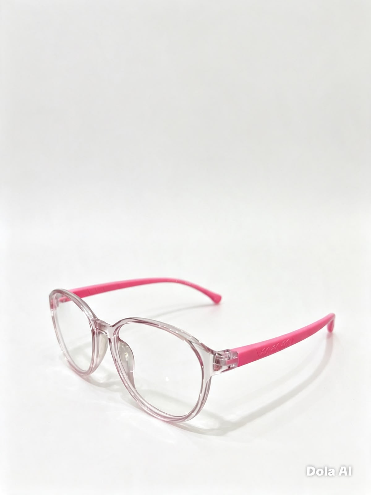 Lentes niña redondos transparentes con varillas rosas