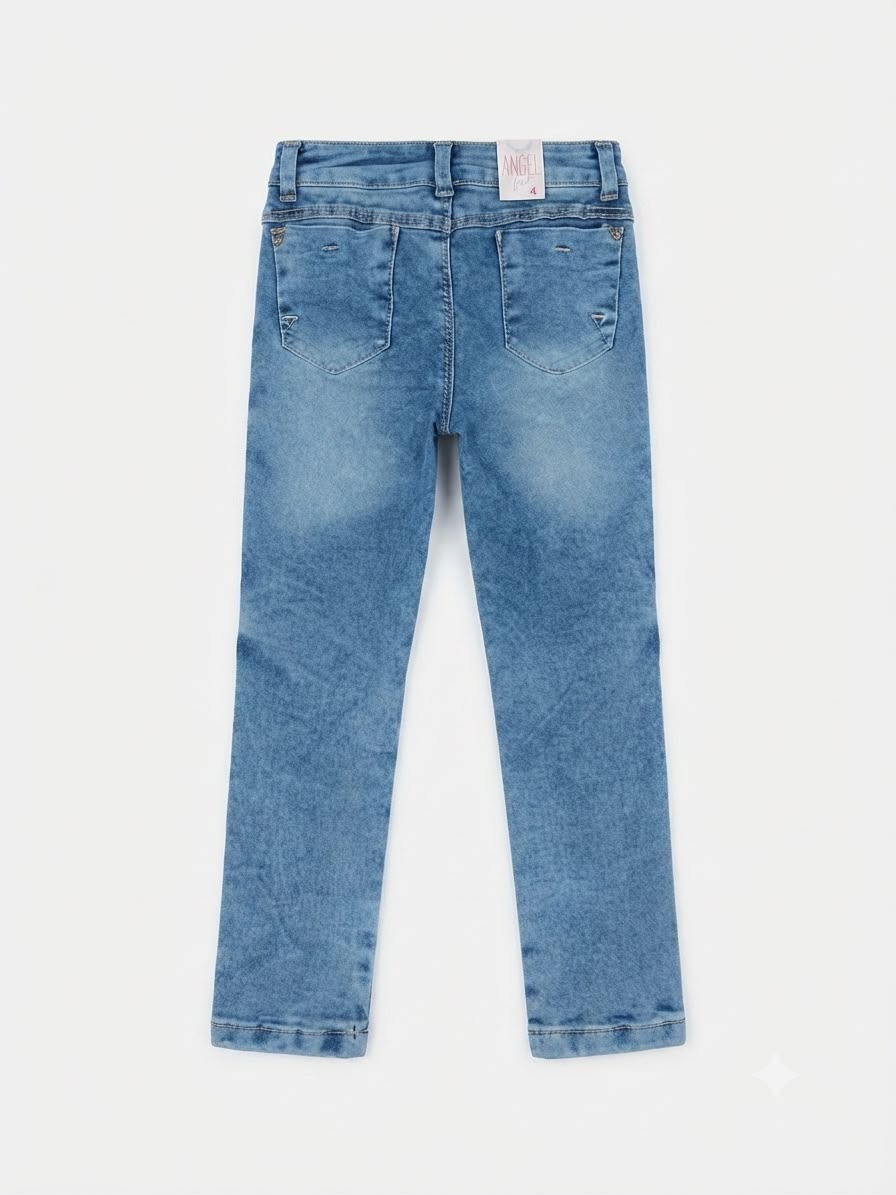 Pantalón niña skinny de mezclilla deslavada