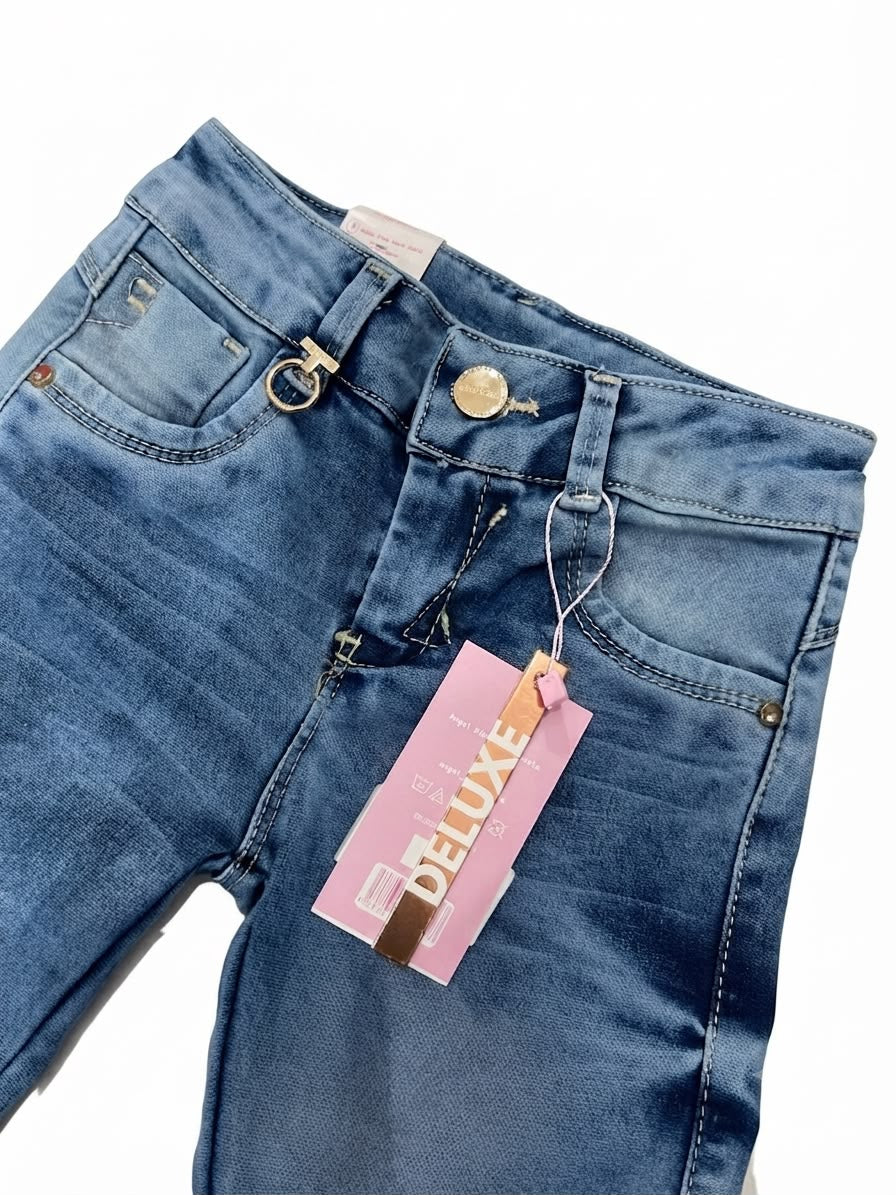 Pantalón niña skinny de mezclilla deslavada