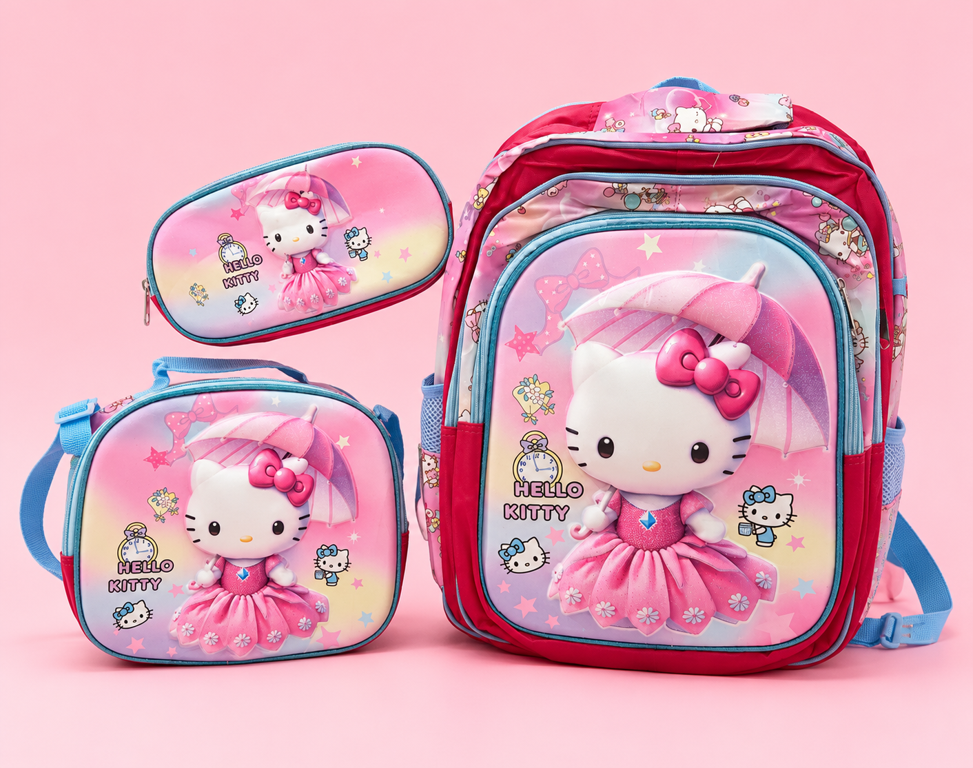 Mochila escolar infantil de gatita rosa