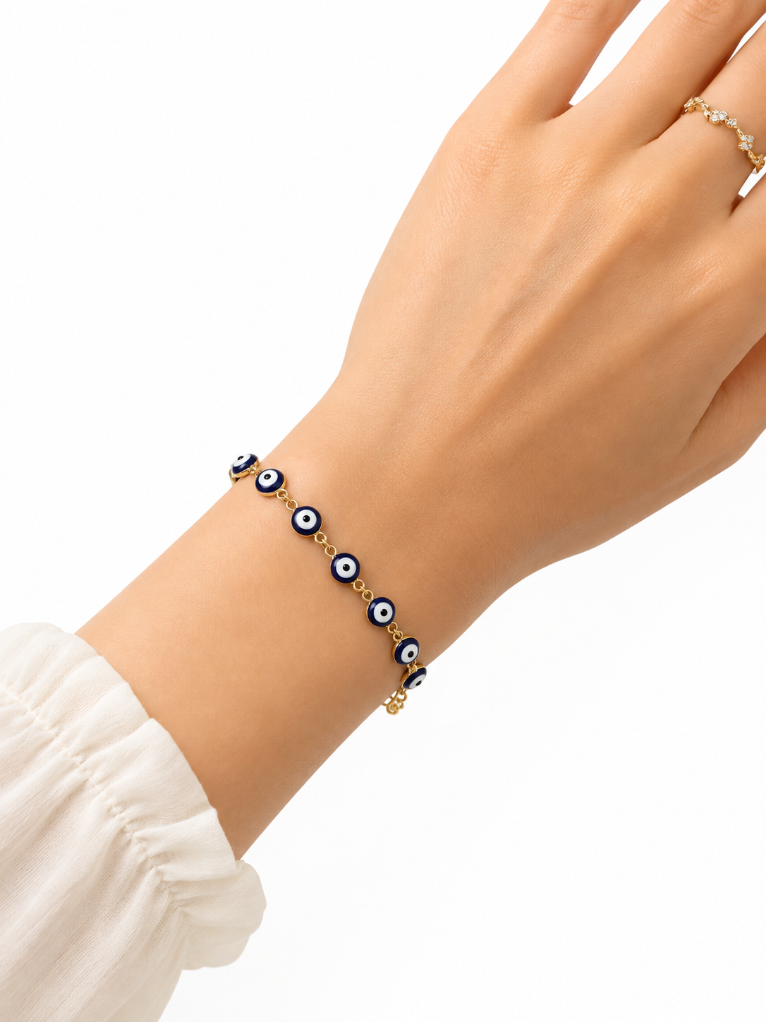 Pulsera dama ojo azul dorada 🧿✨