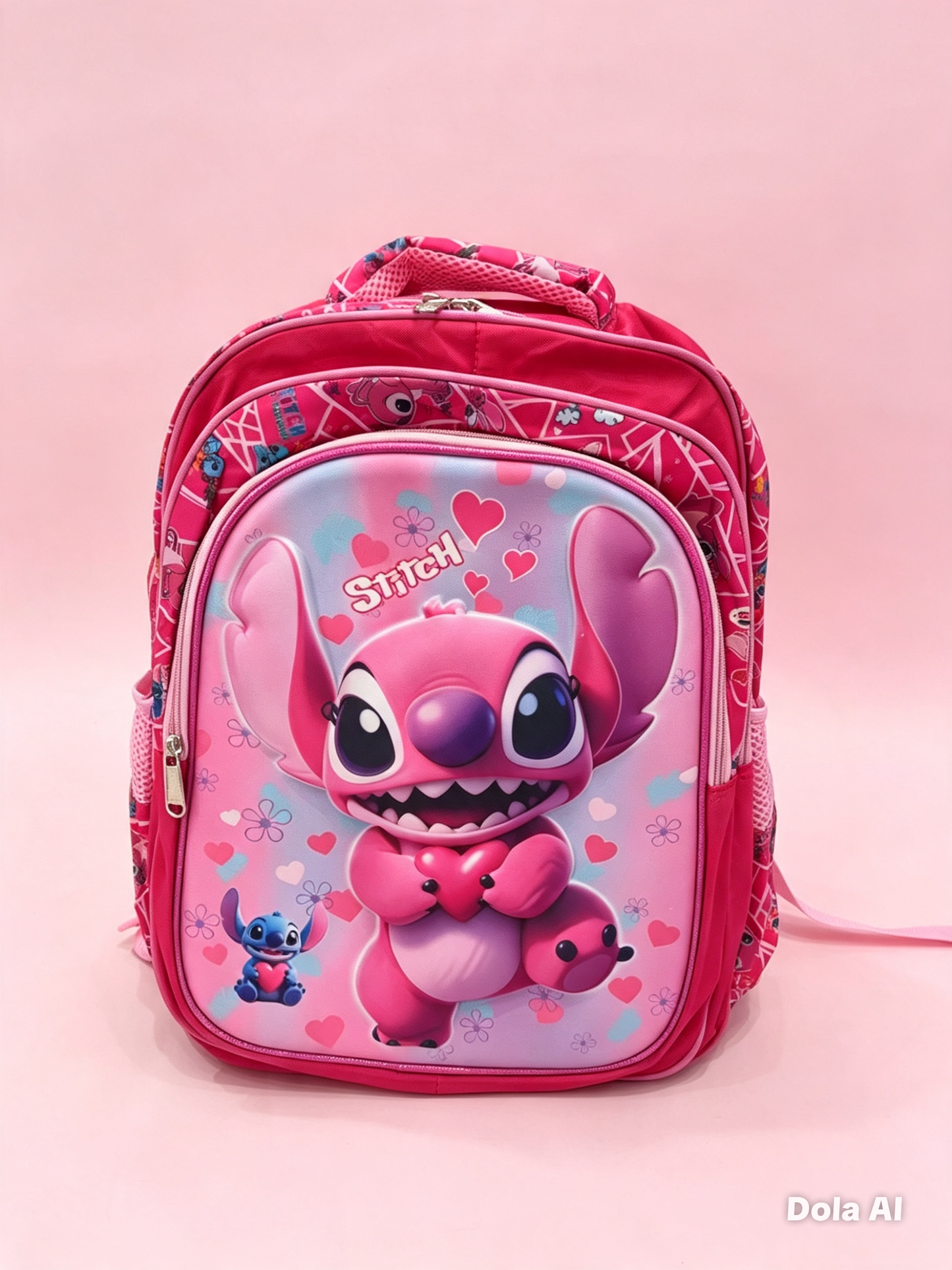 Mochila escolar infantil de alien rosa