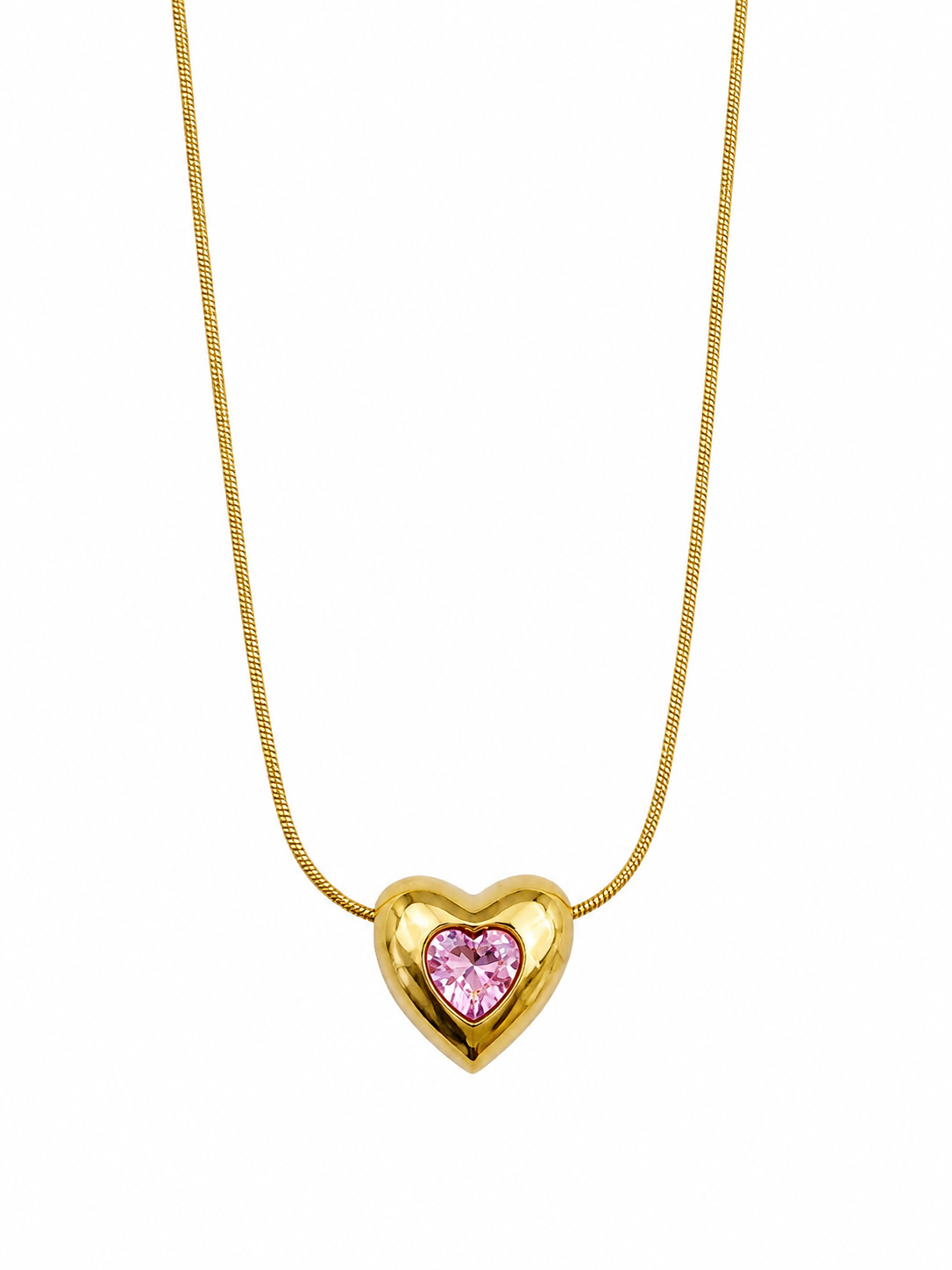 Collar accesorio dama corazón rosa dorado 💖✨