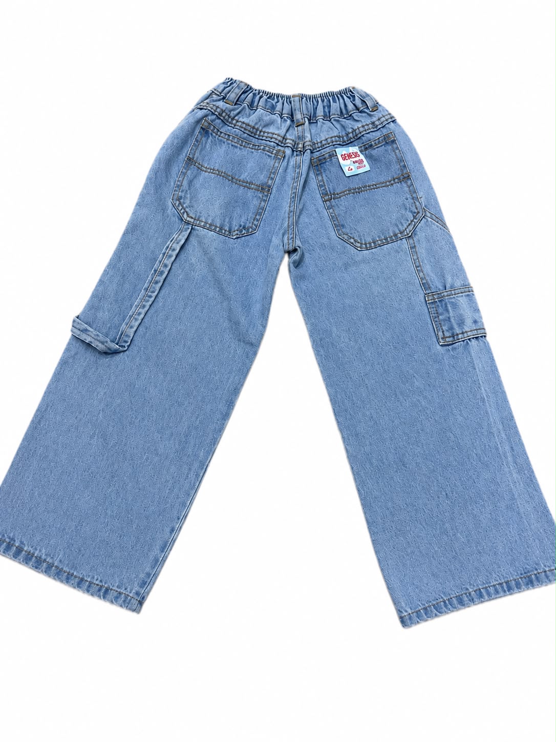 Pantalón niña mezclilla wide leg cintura elástica