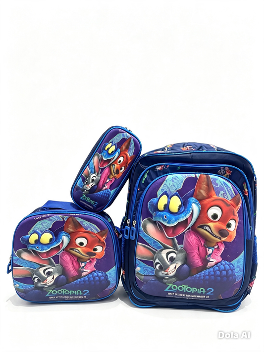 🎒 Set Mochila Infantil Escolar Azul Estampada