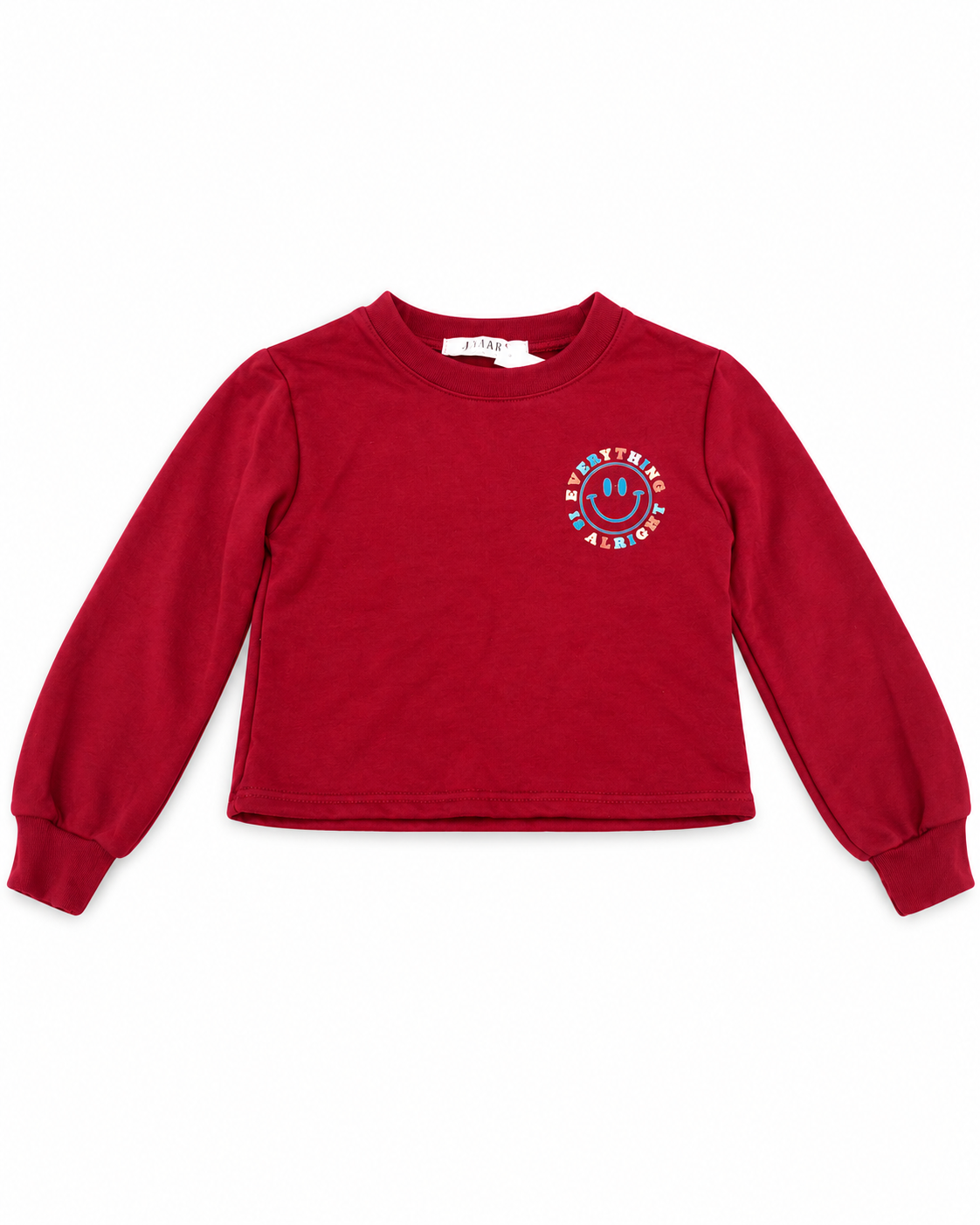 Set niña rojo con sudadera corta y pantalón de pierna ancha