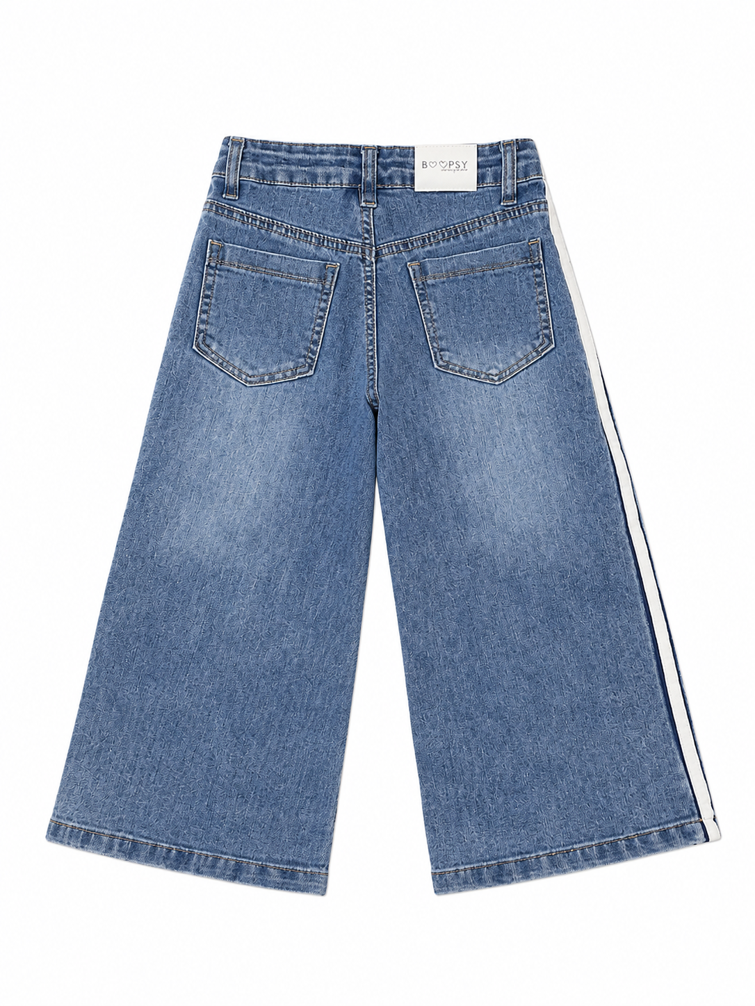 Pantalón niña mezclilla con franjas laterales