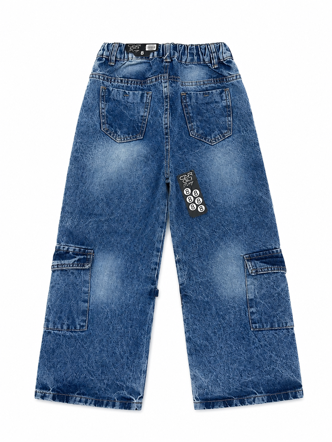 Pantalón niña cargo mezclilla con múltiples bolsillos