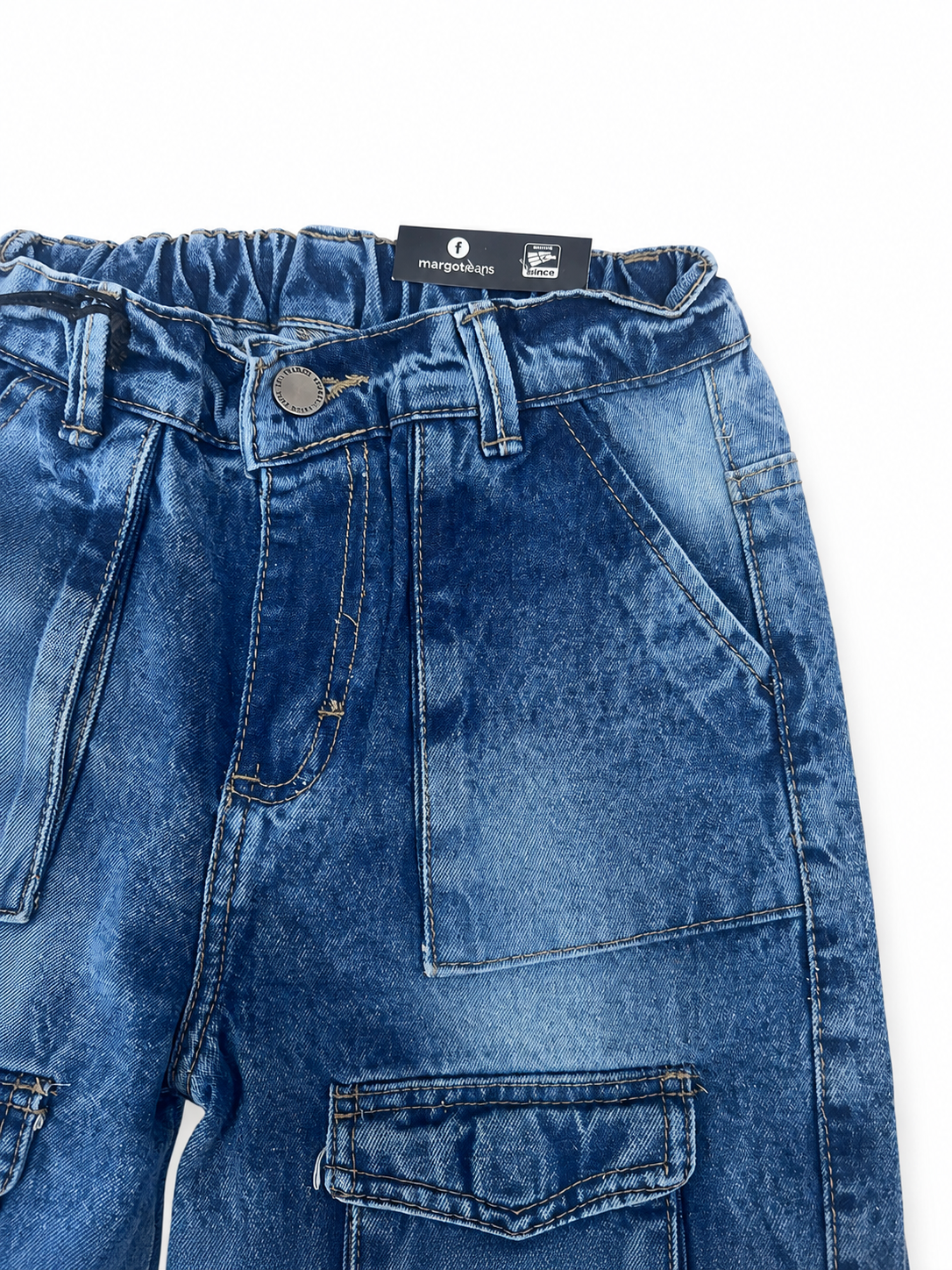 Pantalón niña cargo mezclilla con múltiples bolsillos