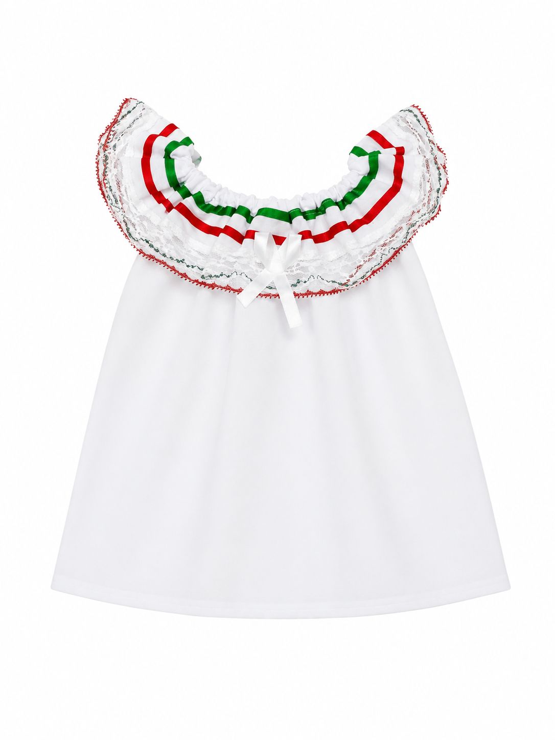 Blusa patrio infantil blanca tricolor 🇲🇽