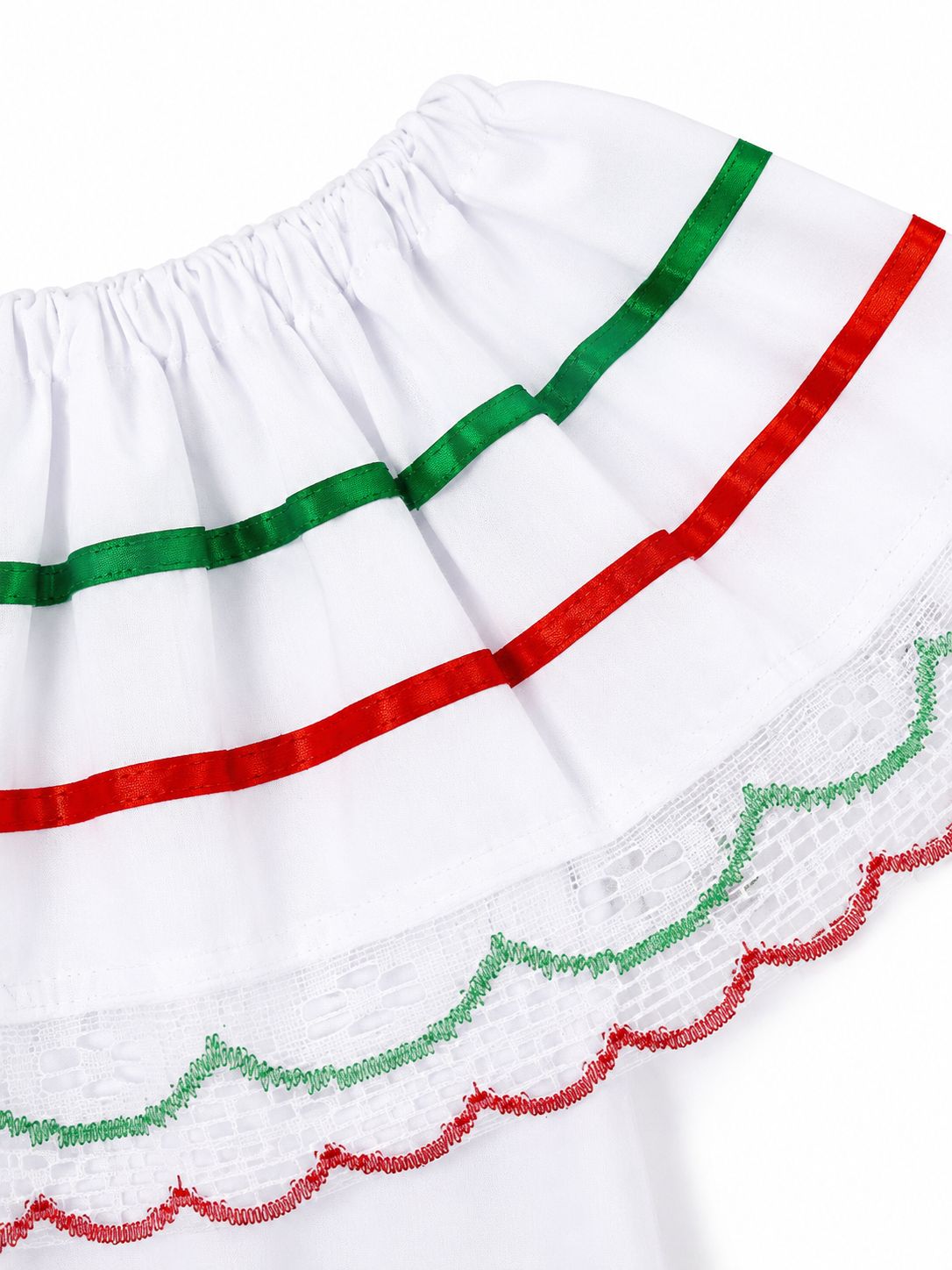 Blusa patrio infantil blanca con encaje 🇲🇽✨