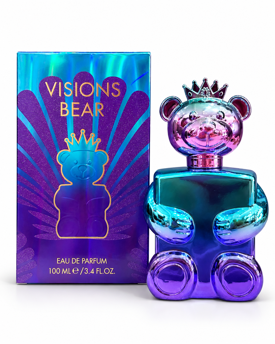 Perfume dama con frasco de osito y corona 💜✨