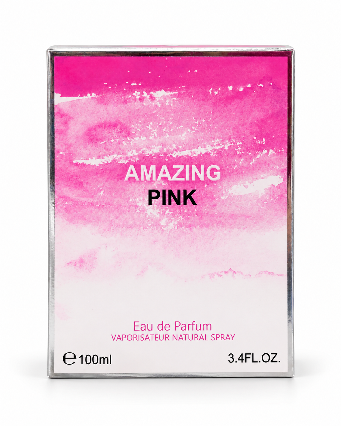 Perfume dama con frasco redondo rosa y tapa transparente