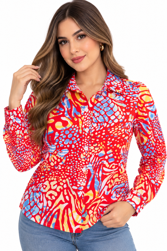 Blusa Dama Estampada Manga Larga ❤️✨