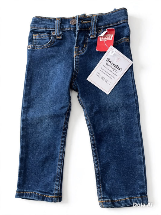Pantalón niño mezclilla azul de corte recto