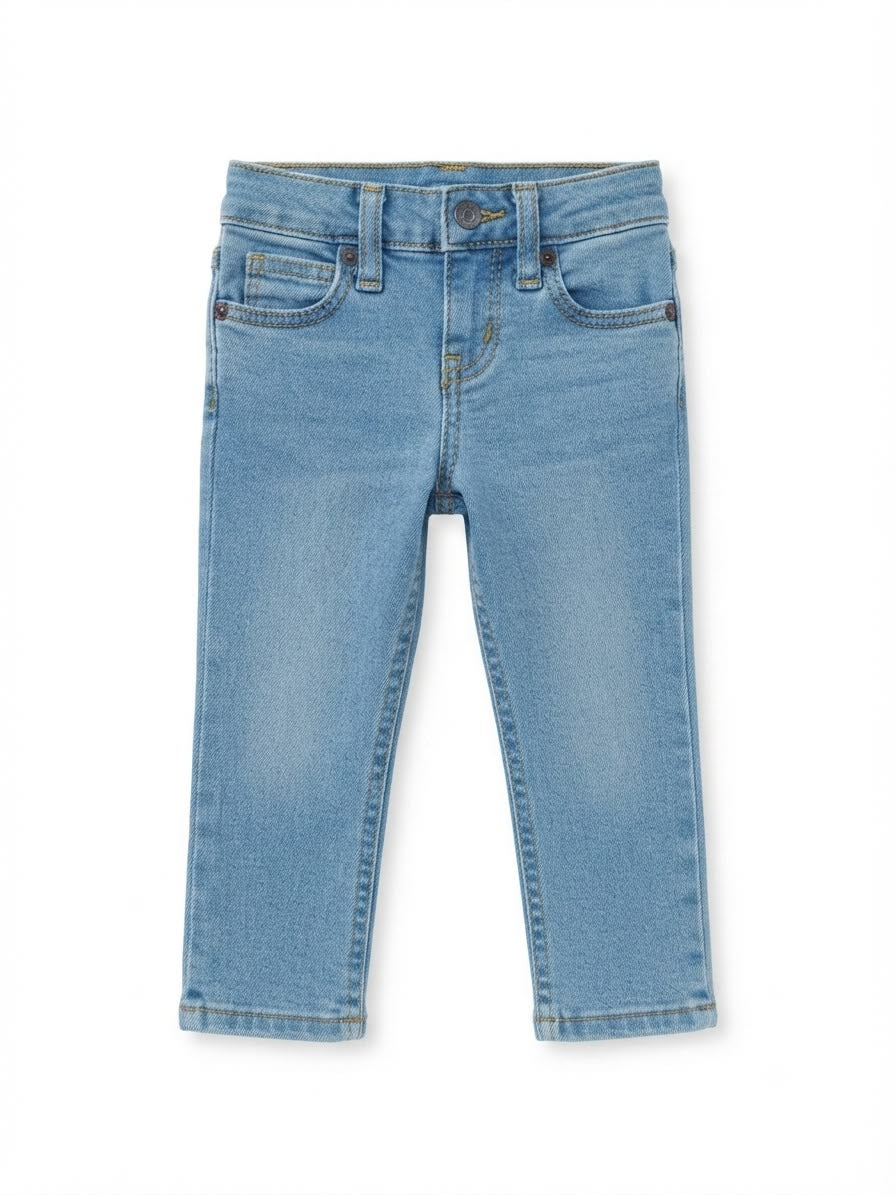 Pantalón niño mezclilla azul claro de corte recto