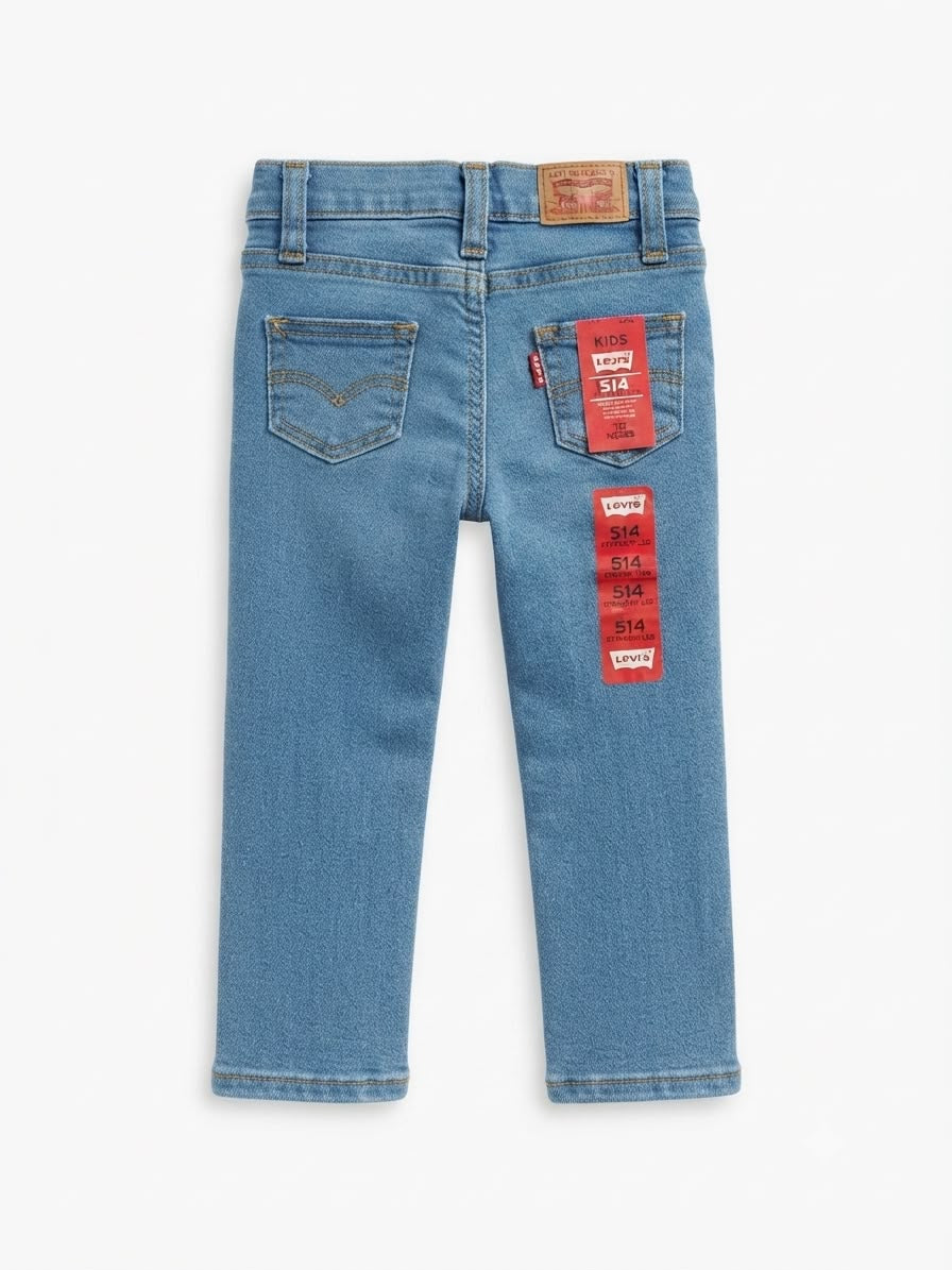 Pantalón niño mezclilla azul claro de corte recto