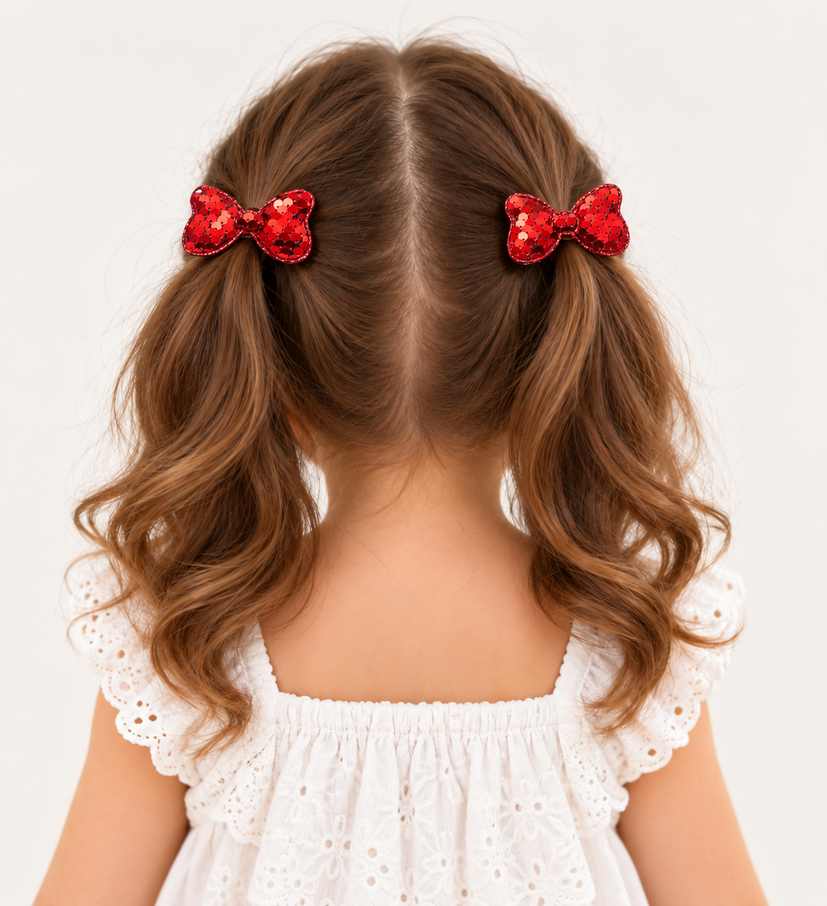 Moño par niña fiusha con lentejuelas