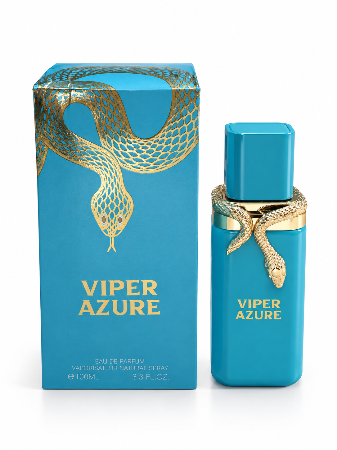 Perfume dama Azul Encanto con Detalle de Serpiente Dorada