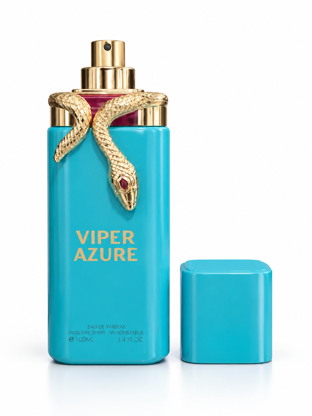 Perfume dama Azul Encanto con Detalle de Serpiente Dorada