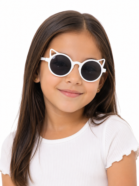 Lentes niña con diseño de gatito armazón blanco
