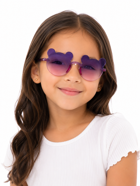 Lentes Niña con diseño de osito degradado morado y rosa