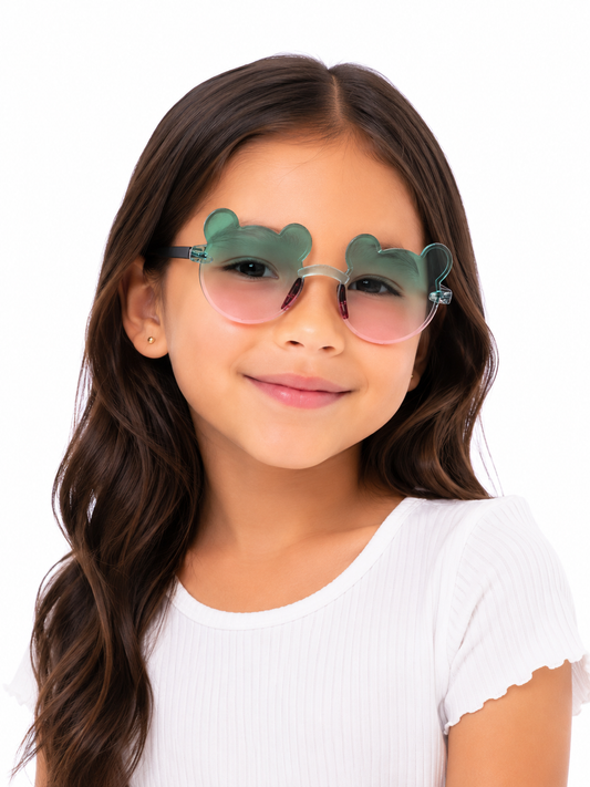 Lentes niña con diseño de osito degradado verde y rosa