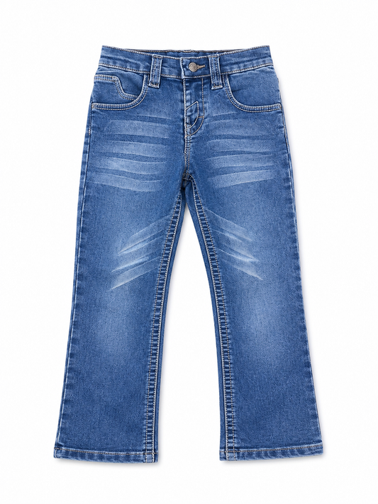 Pantalón niño de mezclilla azul corte botcut