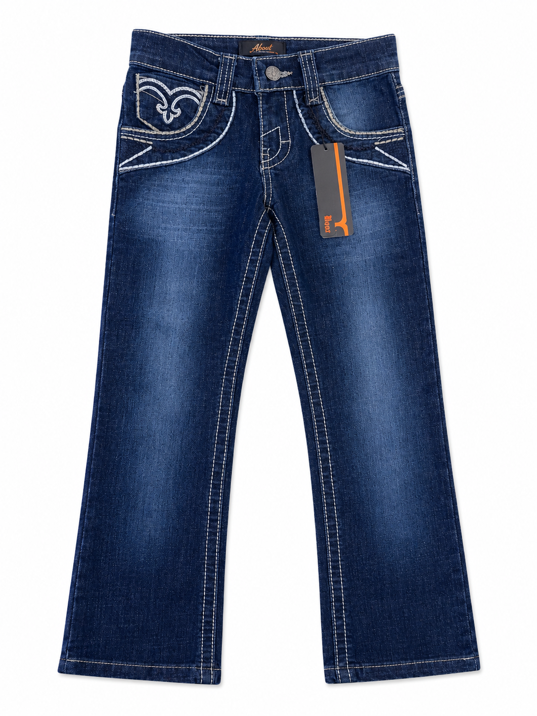 Pantalón niño de mezclilla azul oscuro botcut