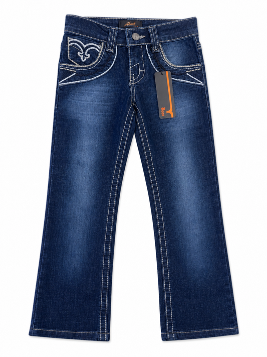 Pantalón niño de mezclilla azul oscuro botcut