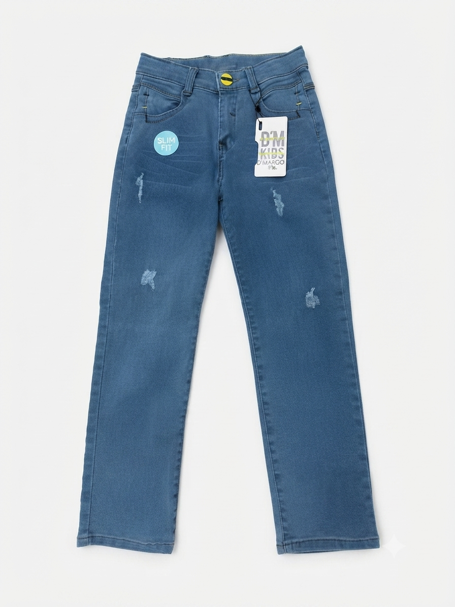 Pantalón niño slim fit de mezclilla azul