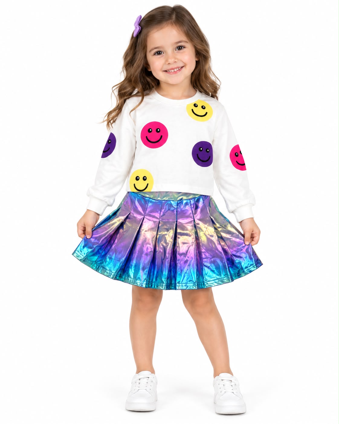 Set niña de caritas con falda tornasol 💖🌈