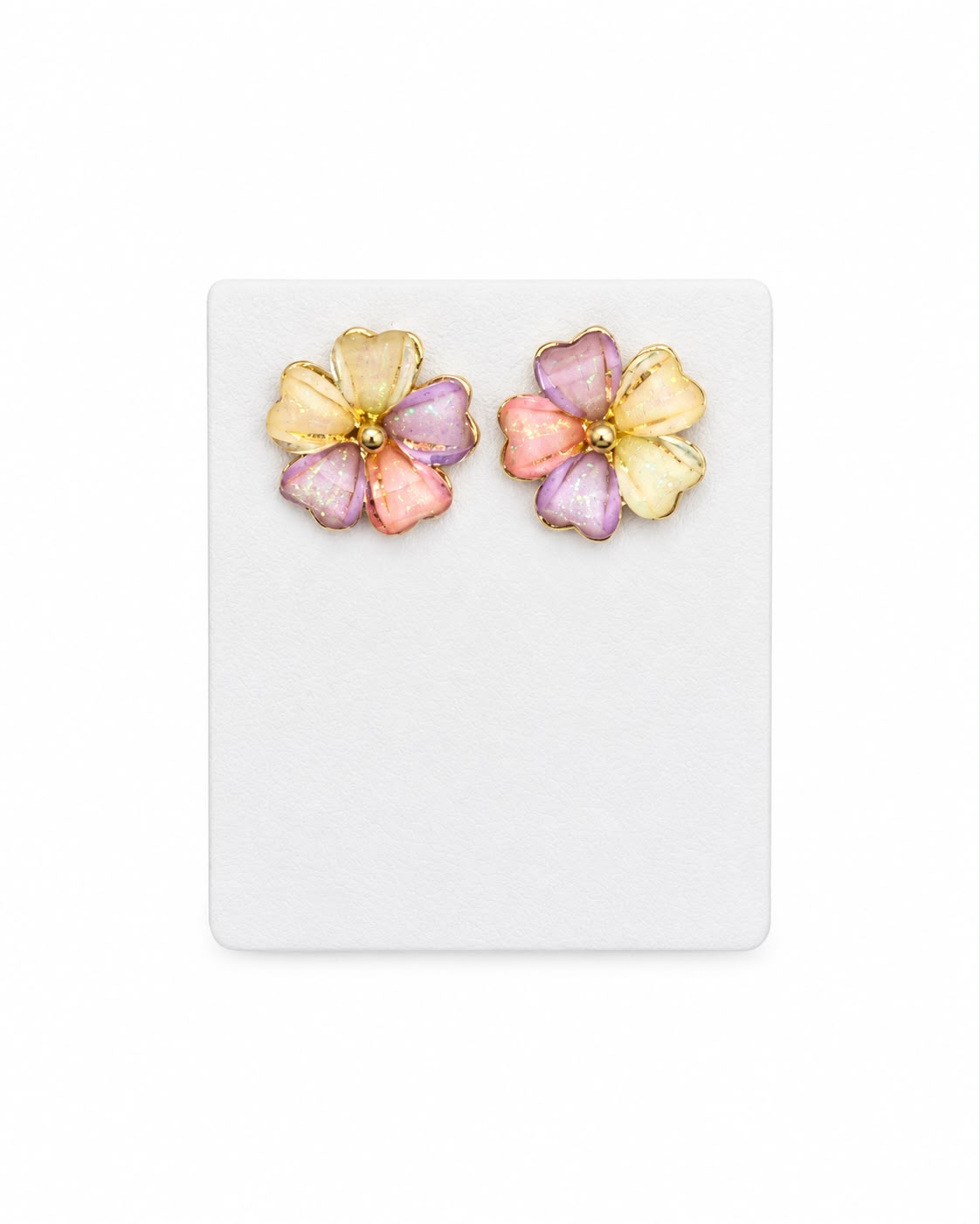 Aretes de flor multicolor con detalles dorados🌸