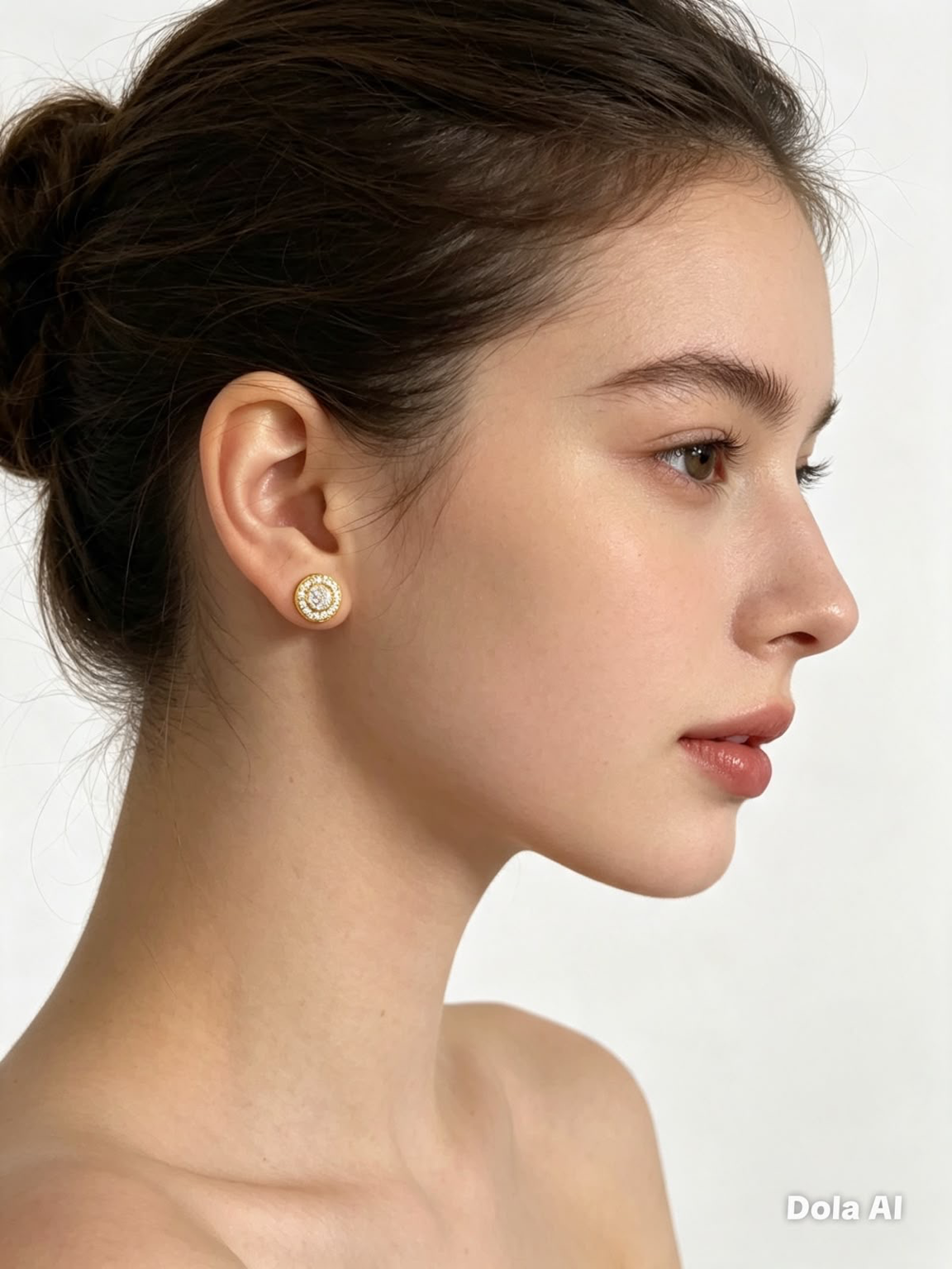 Aretes dama redondos dorados con brillo ✨