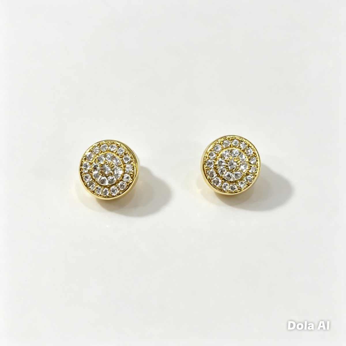 Aretes dama redondos dorados con brillo ✨