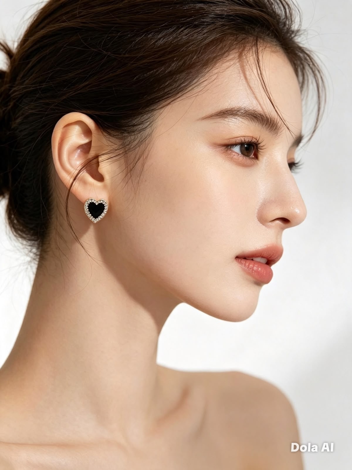 Aretes dama corazón negro con brillo 🖤✨