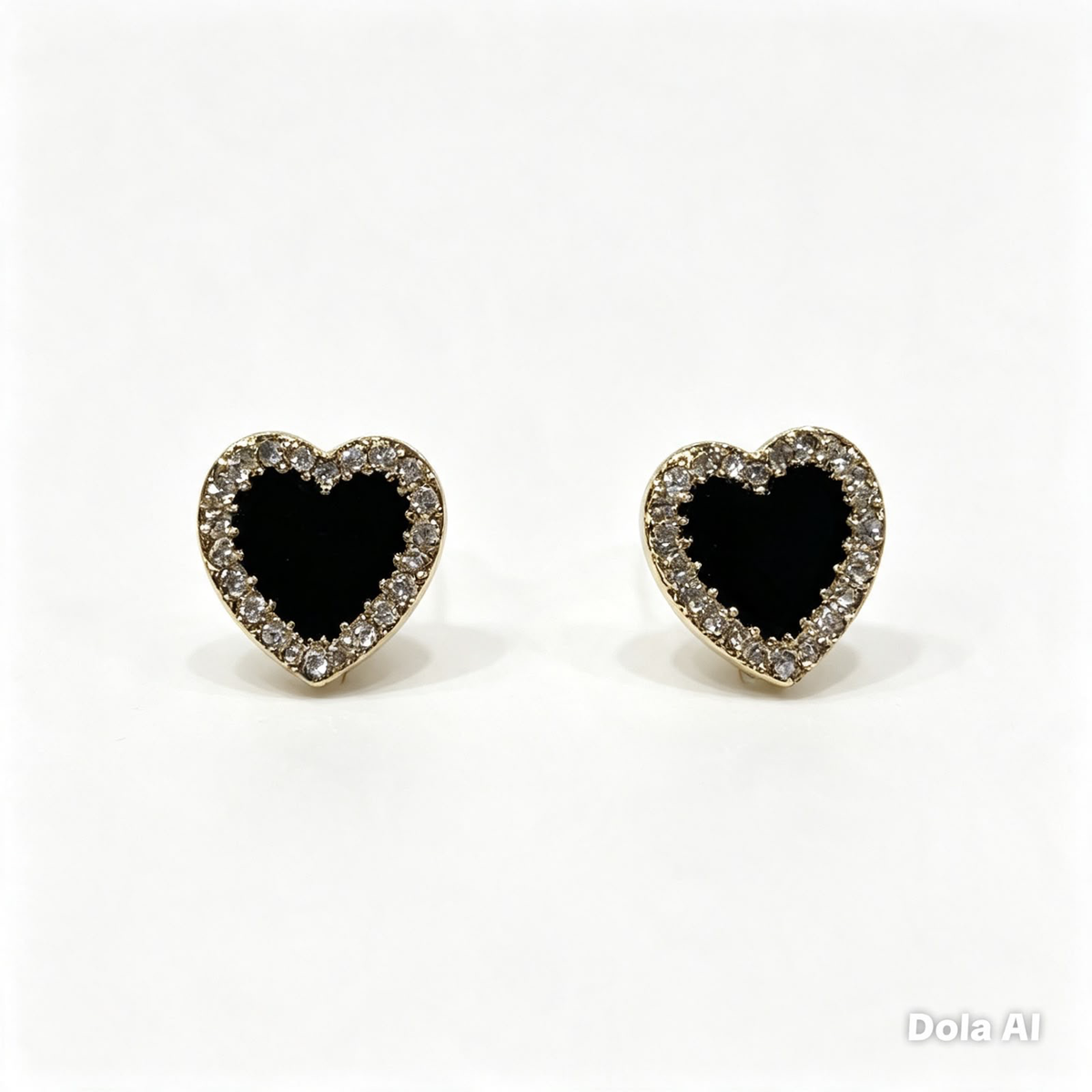 Aretes dama corazón negro con brillo 🖤✨