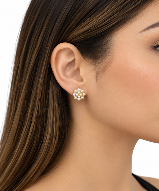 🤍 Aretes dama Racimo de Perlas