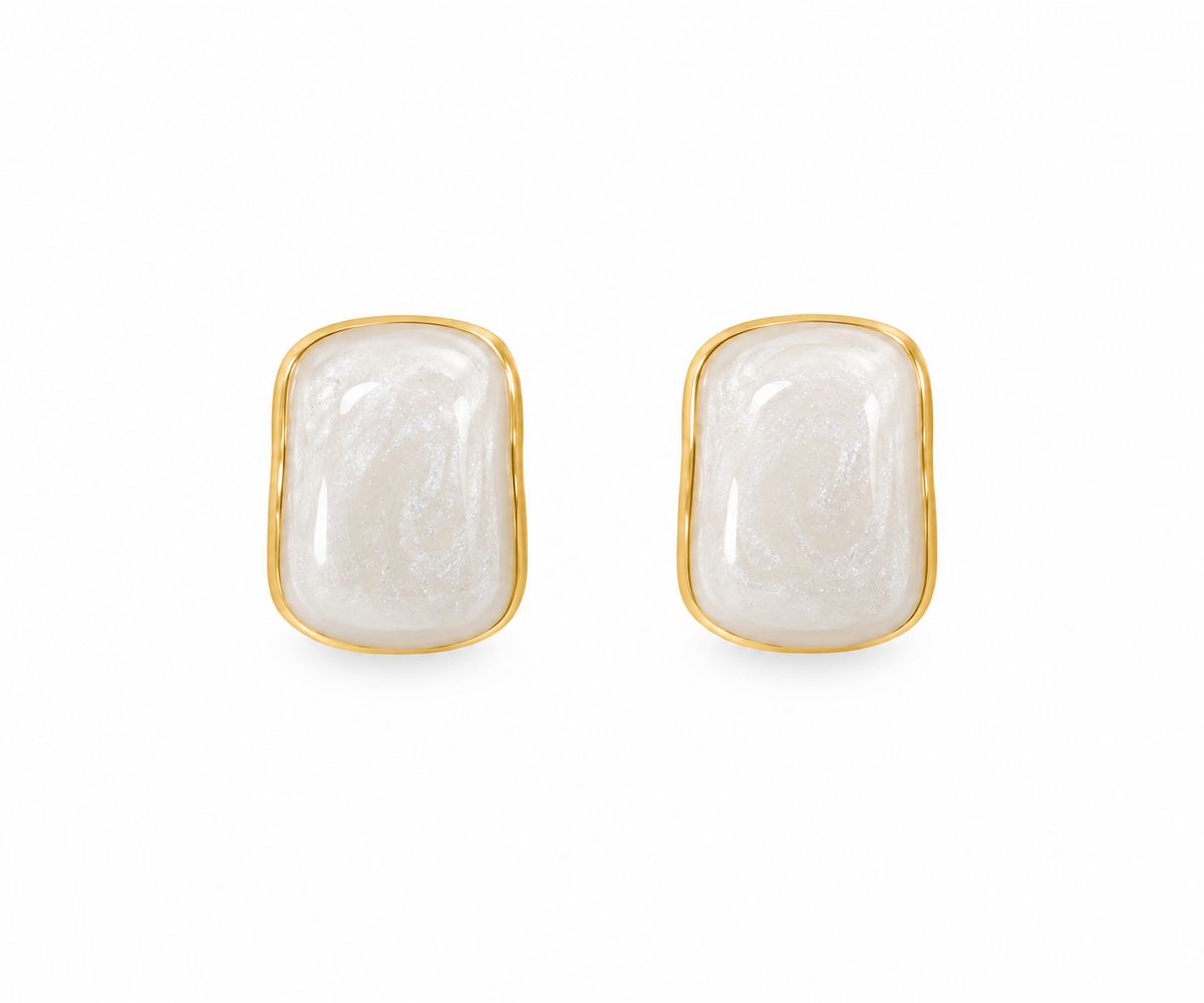 🤍 Aretes dama Rectangulares Aperlados