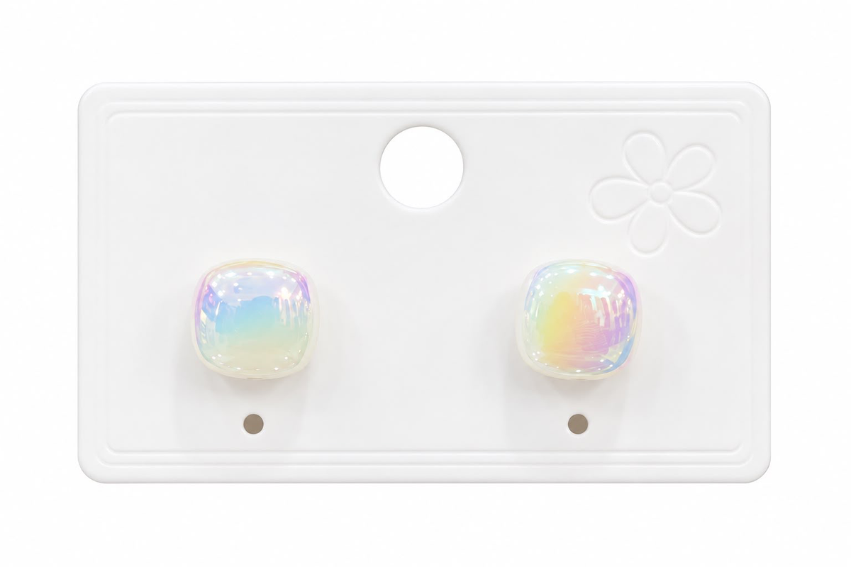 Aretes Dama Cuadrados Tornasol ✨🌈