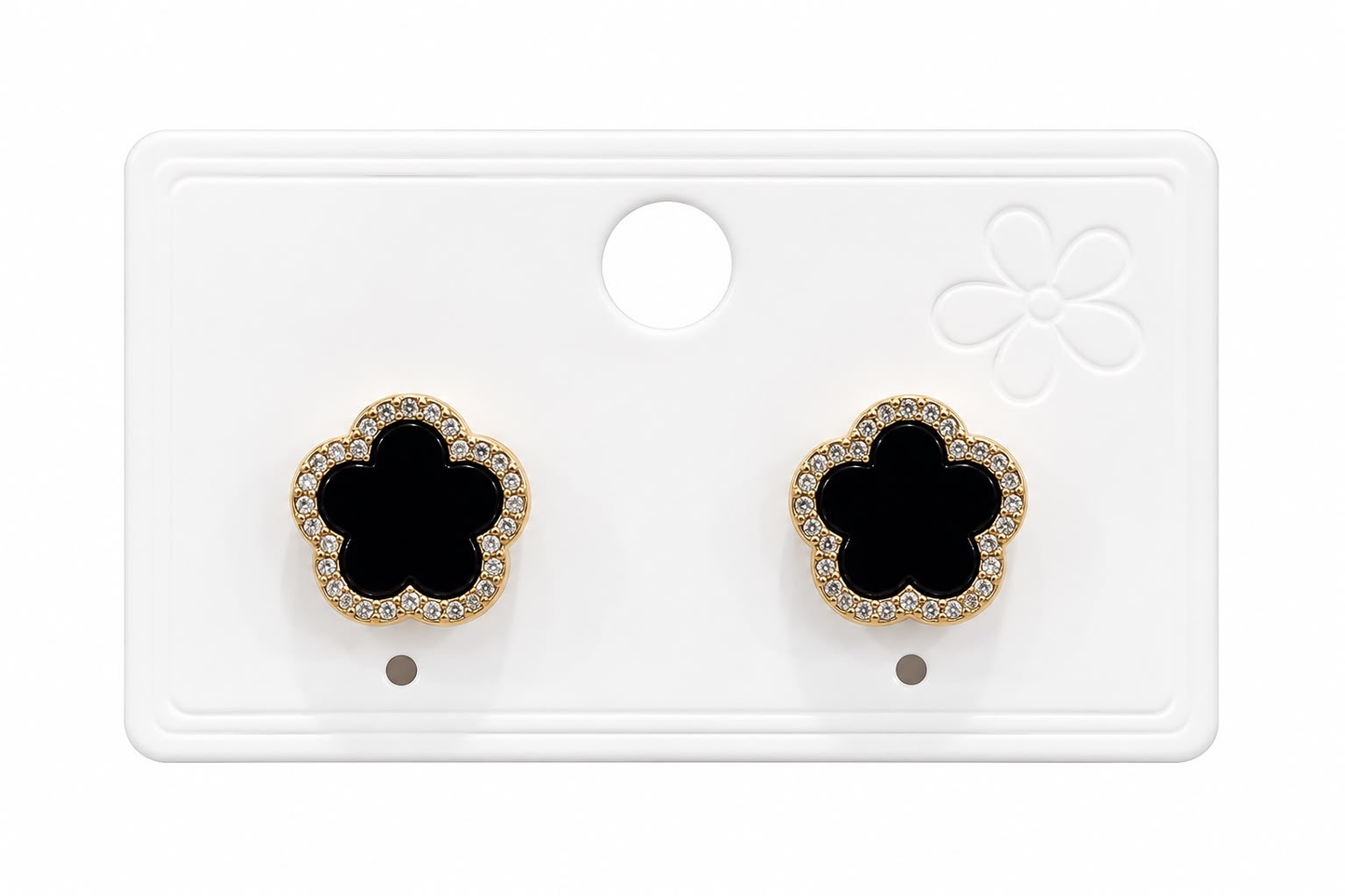 Aretes Dama Flor Negra con Cristales ✨🖤