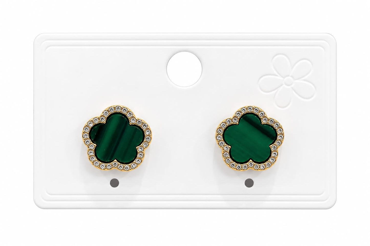 Aretes Dama Flor Verde Esmeralda con Cristales 💚✨