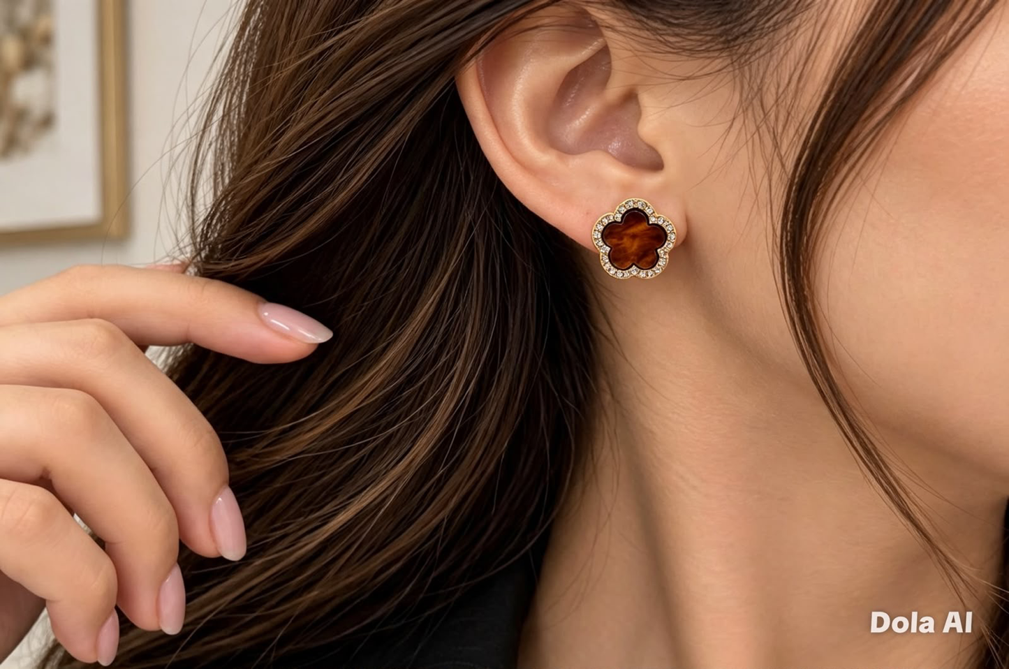 Aretes Dama Flor Ámbar con Cristales 🤎✨