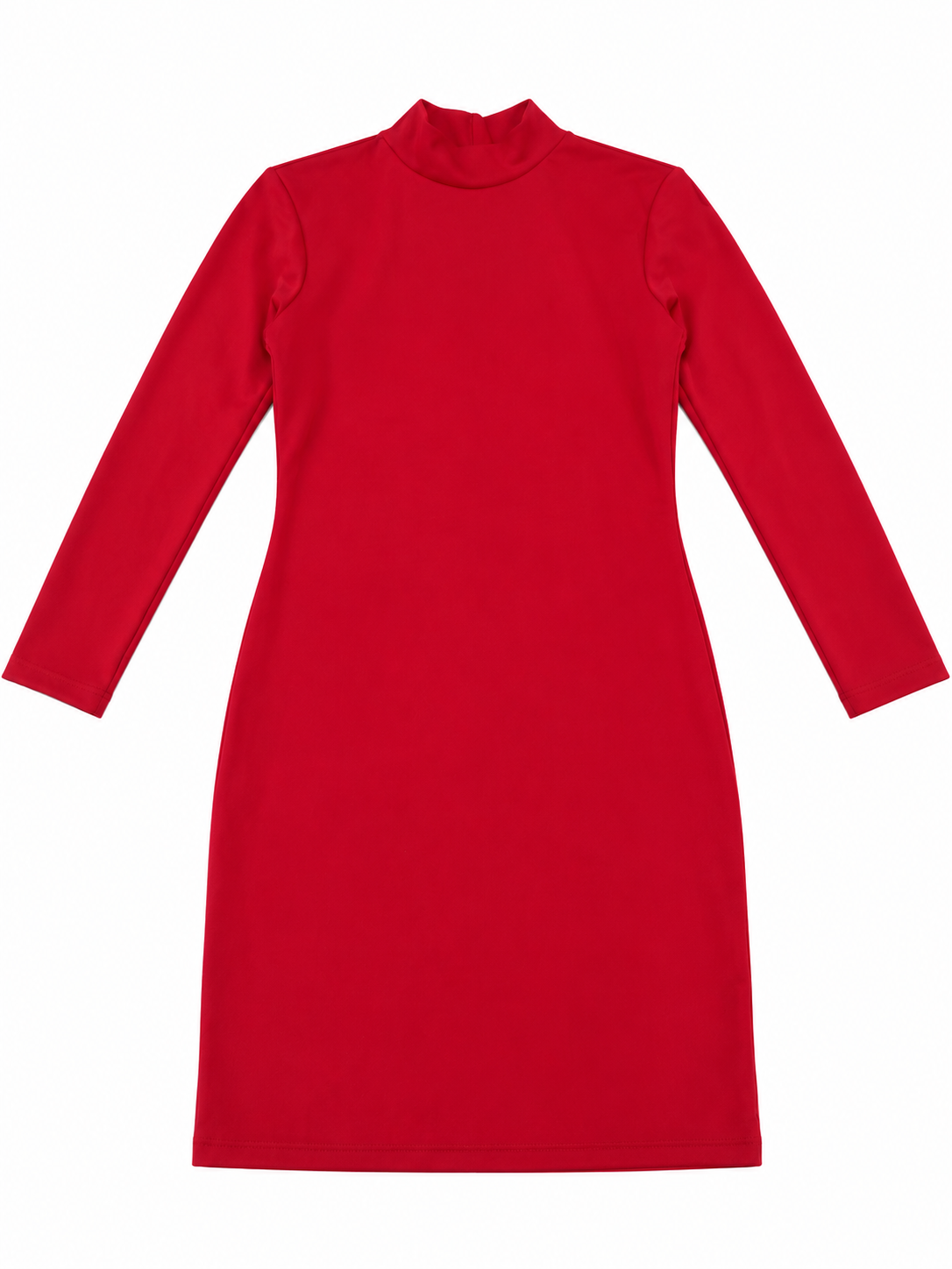 Vestido dama corto de cuello alto y manga larga rojo