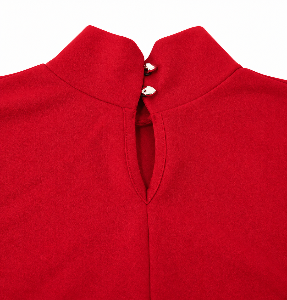 Vestido dama corto de cuello alto y manga larga rojo