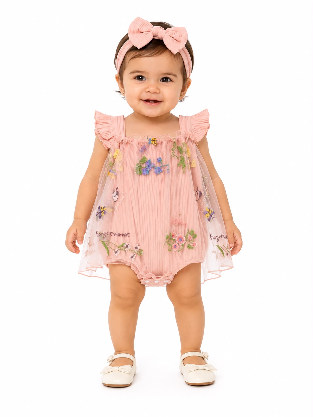 Set bebé meses con tul bordado floral