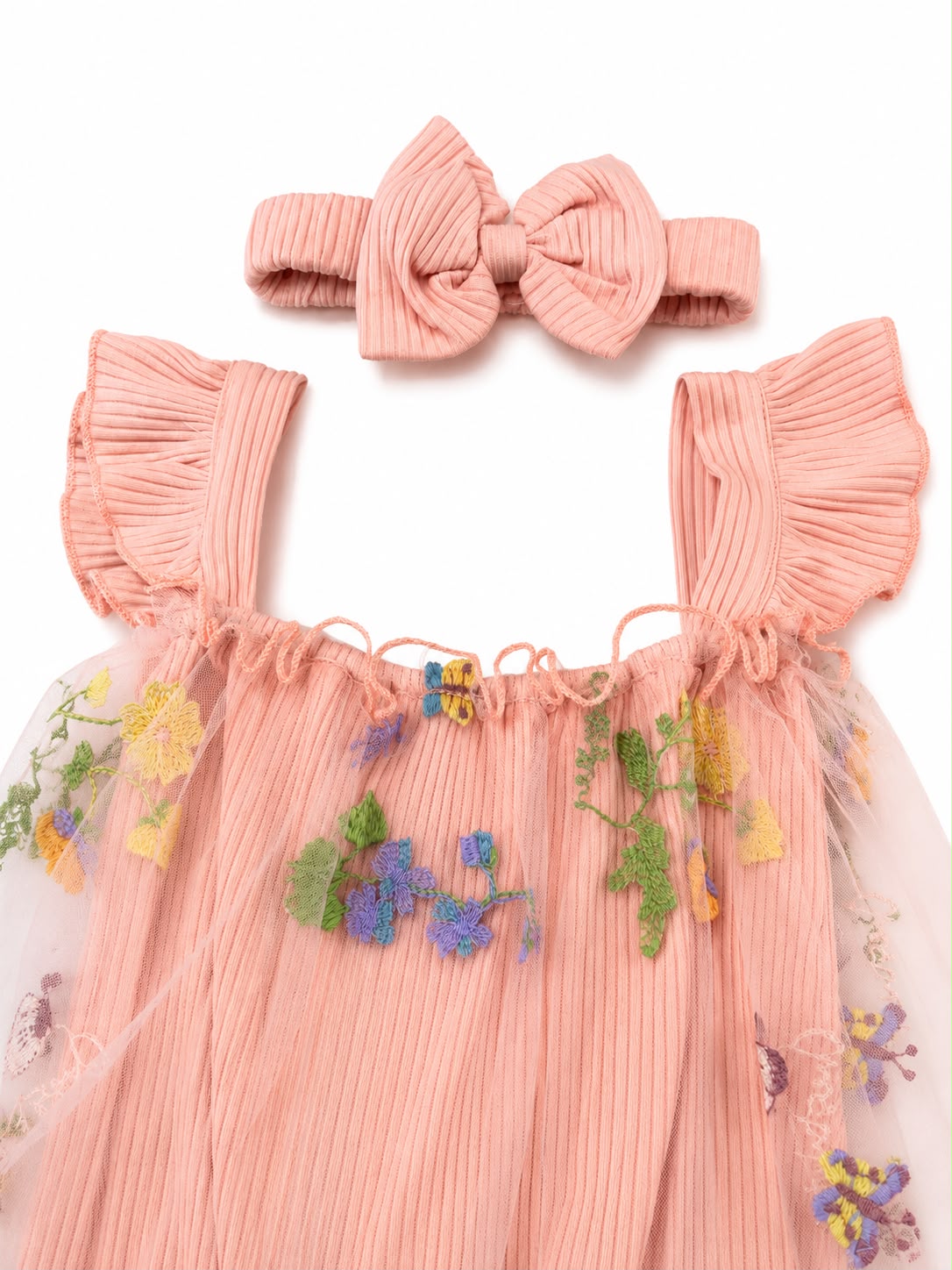 Set bebé meses con tul bordado floral