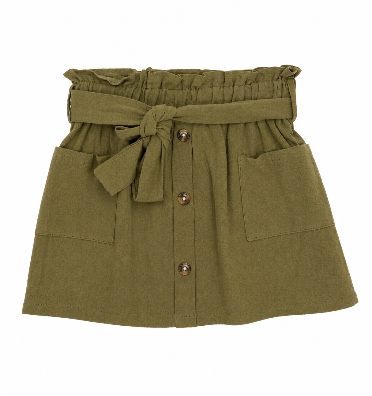 Set bebé blusa acanalada negra y falda verde olivo