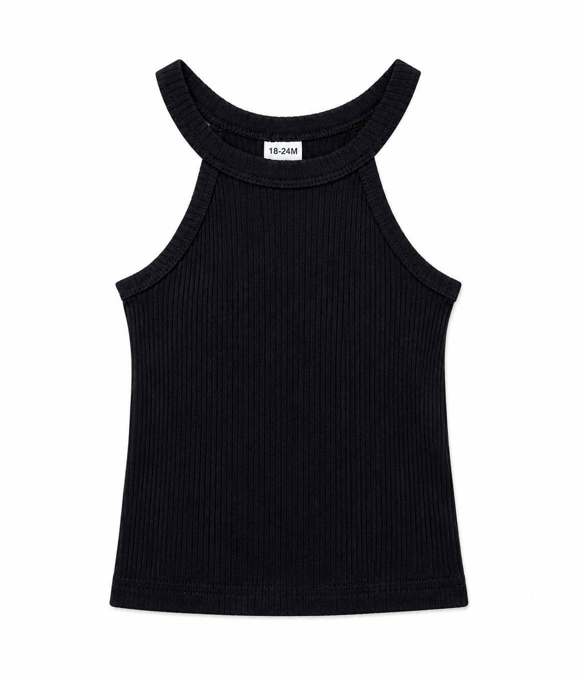 Set bebé blusa acanalada negra y falda verde olivo