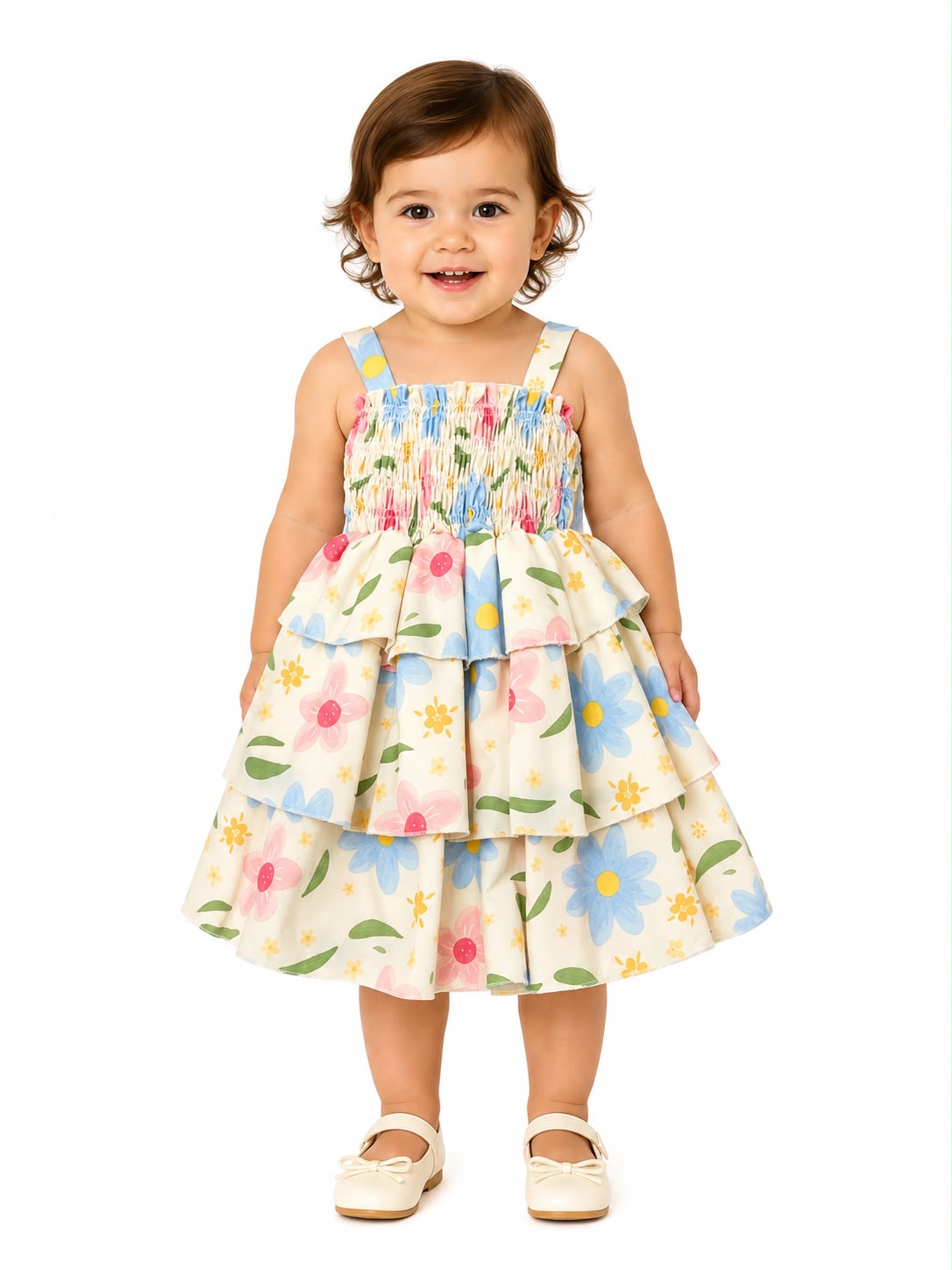 Vestido niña estampado floral con Olanes